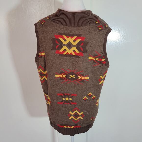 Breckenridge	Size	M Women's Southwestern Brown Sweater Button Vest - Picture 3 of 8